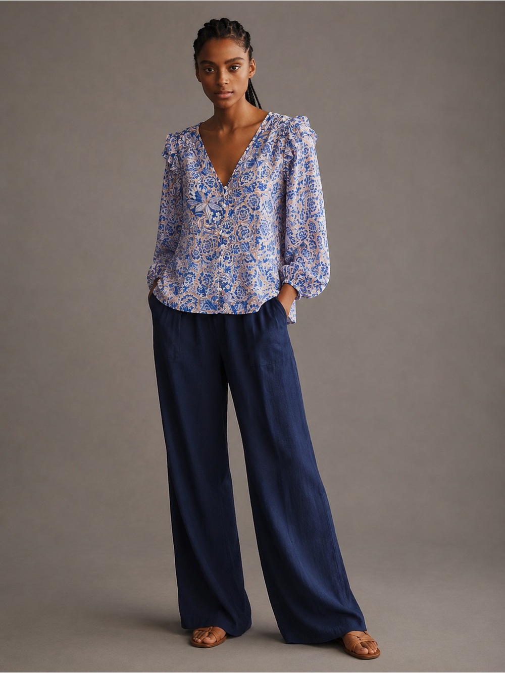 Anthropologie Banjanan NWT Elise Top in Camellia Venus Floral Block Print